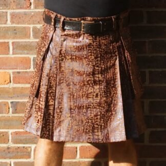 Brown crocodile skin print suede kilt