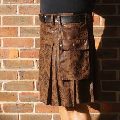 Brown damask wallpaper print kilt