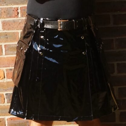 Black heavyweight PVC kilt