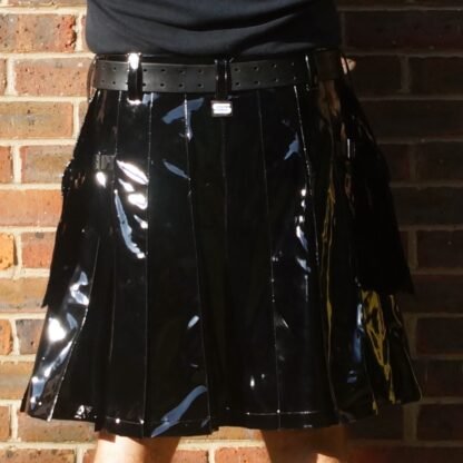 Black heavyweight PVC kilt